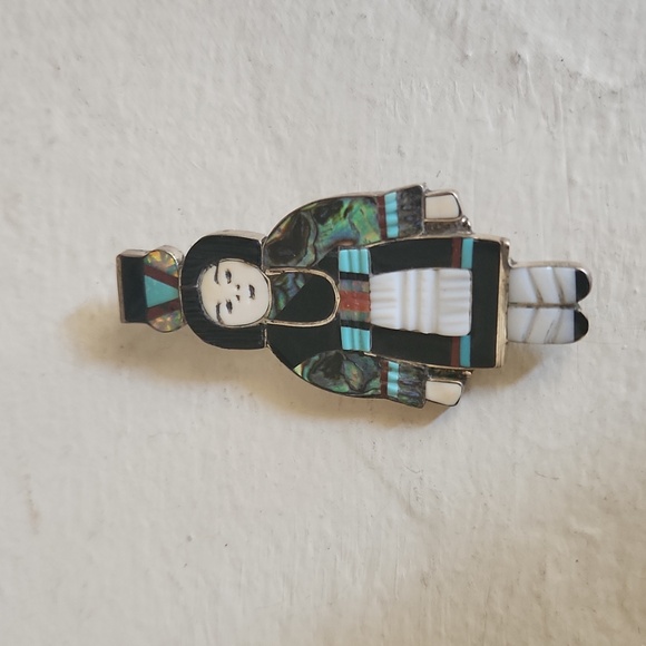Stunning Native American Zuni Vintage Madeline Beyuka Gemstone Pin/Pendant 💙♥️ - Picture 11 of 11